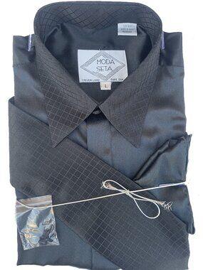 Moda Seta Steven Land Pure Silk Dress Shirt Three Piece (Shirt, Tie and Hankey)